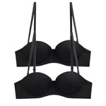 2Pcs/Set Demi Cup Bras For Women Convertible Strapless Bra Low Cut Underwear Comfort Padded Brassiere Sexy Lingerie S-XL