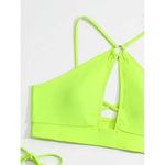 Cut Out Halter Bikini Female Swimsuit Women Swimwear Two-pieces Bikini set Padded Strappy Bather Bathing Suit Swim Lady V3423