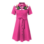 Western Cowgirl Printed Dress Halloween Cosplay Costume Summer Cowboy Button-Down Dress Short Sleeves 100% Cotton Sexy Dress