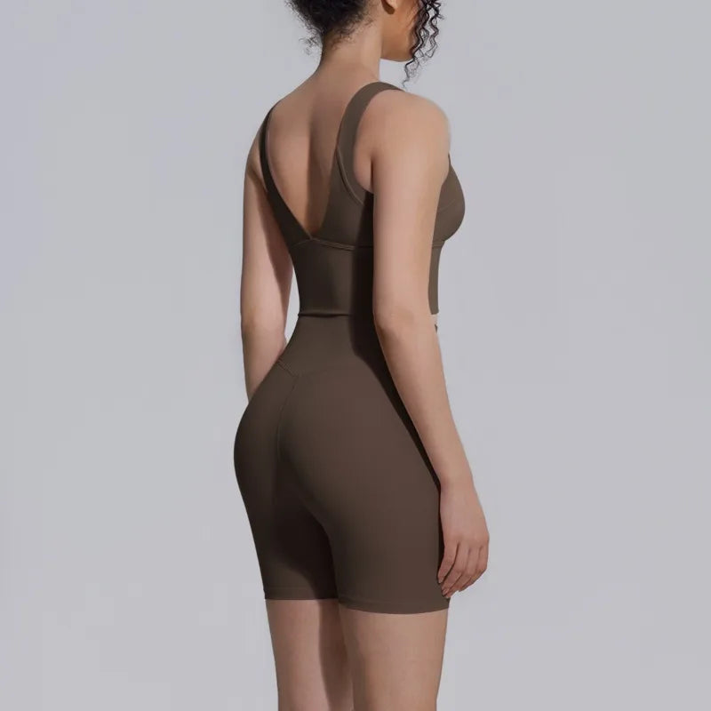 Women's Yoga Set Sports Running Fitness Beautiful Back Vest Hip Lifting Slim-Fit High Waist Shorts Training Gym Workout Suits