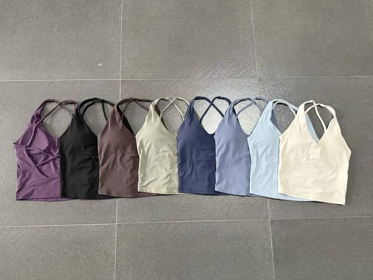 Women Sports Yoga Vest With Cross Shoulder Straps Quick Drying Sexy Yoga Bra Gym Breathablefitness Push Up Training Sports Vest