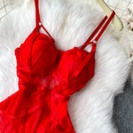 MOYISU Sexy Instagram Viral Bodysuit Women Pure & Sexy Sheer Mesh Halter Push Up Pads Summer Lingerie Euro Style Hot Sale SG