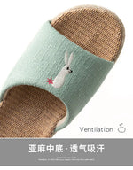 Breathable Cotton Flax Slippers For Women Men Indoor Shoes Anti-slip Light Weight Cute Cartoon Couples Home Floor Slides