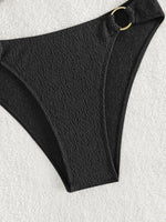 Sexy Bandeau Bikinis Sets Women Metal Ring Linked Push Up Micro Swimsuit 2025 Solid Bathing Suit Thong Swimwear Trajes De Baño