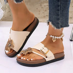 Summer Clip Toe Non Slip Casual Slippers Fashionable New Round Headed Elegant Flat Slippers for Women