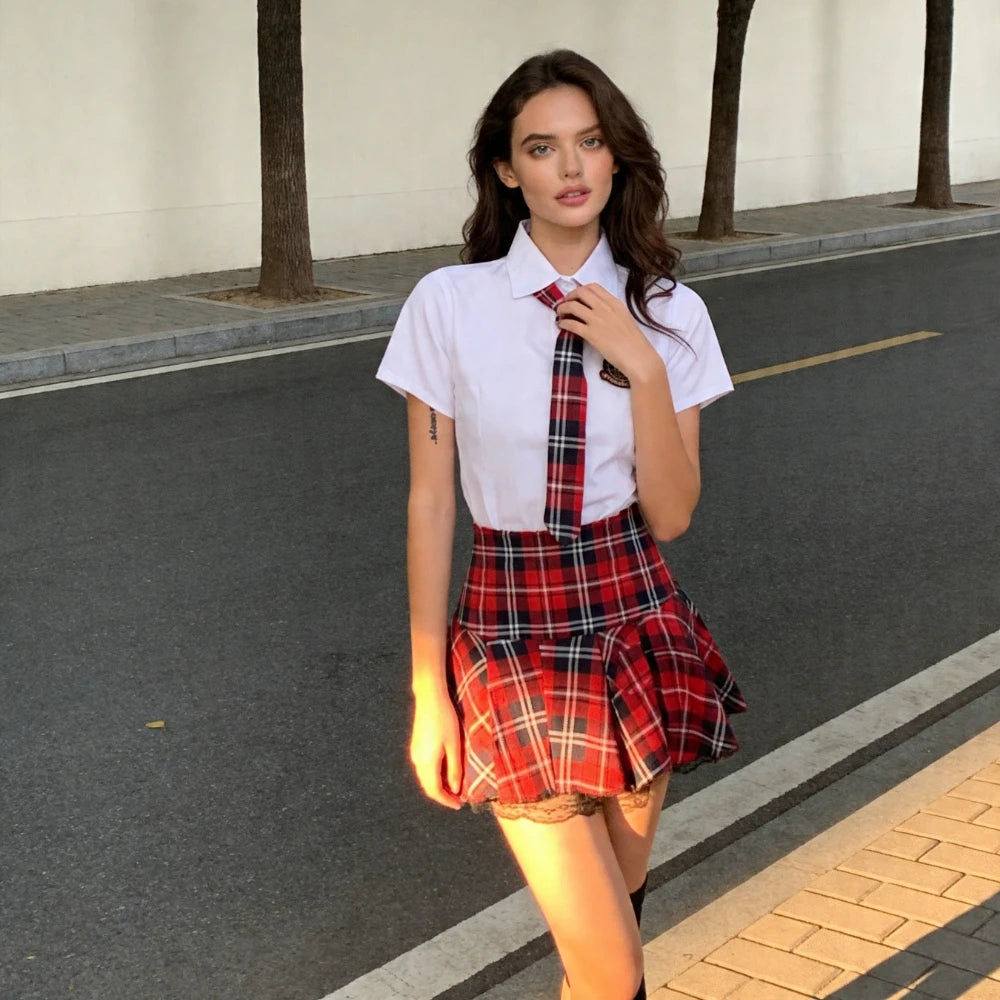 JK Uniform Set Pleated Skirt Style Perfect for Daily Wear Charming Student Style for Uniform Culture Followers Fashion Outfit