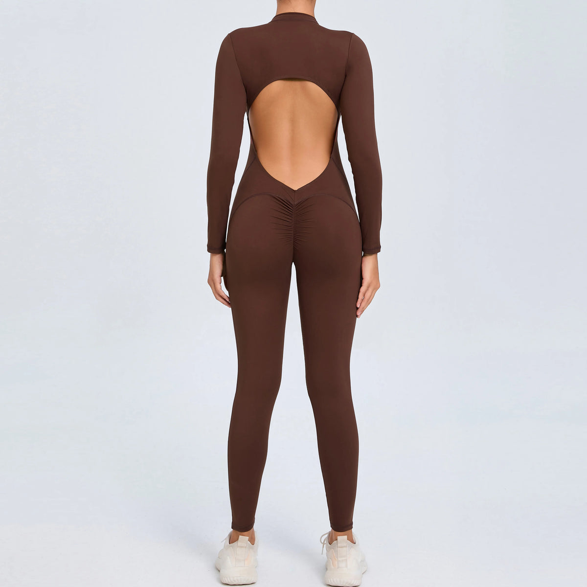 Women Sportwear Yoga Jumpsuit Zip Long Sleeve Back Open Outfit Fitness Tracksuit Tight One-piece Gym Overalls Sports Bodysuit