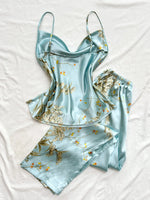 Small Cherry Print Pajamas Set Spring Summer Halter Pants Two Piece Thin Home Wear Women