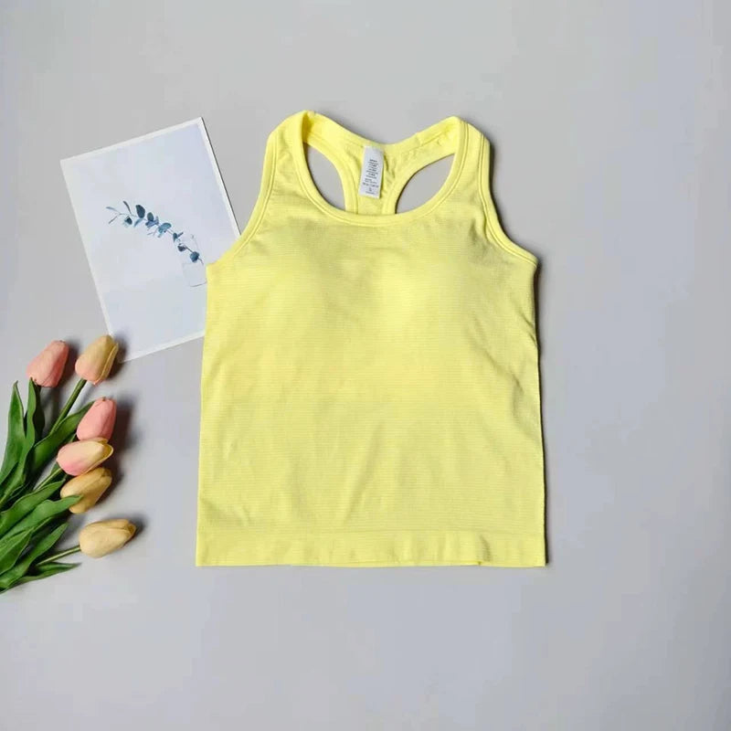 Women's One Piece Yoga Sports Vest Stretch I-Shaped Running Fitness Slimming Short Style Camisole Outerwear