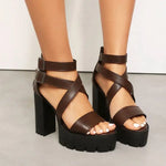Spring and Summer New Model Fashion Chunky Heel Women's Sandals Open-toe Buckle Platform Sexy Party Women's Shoes High 11cm