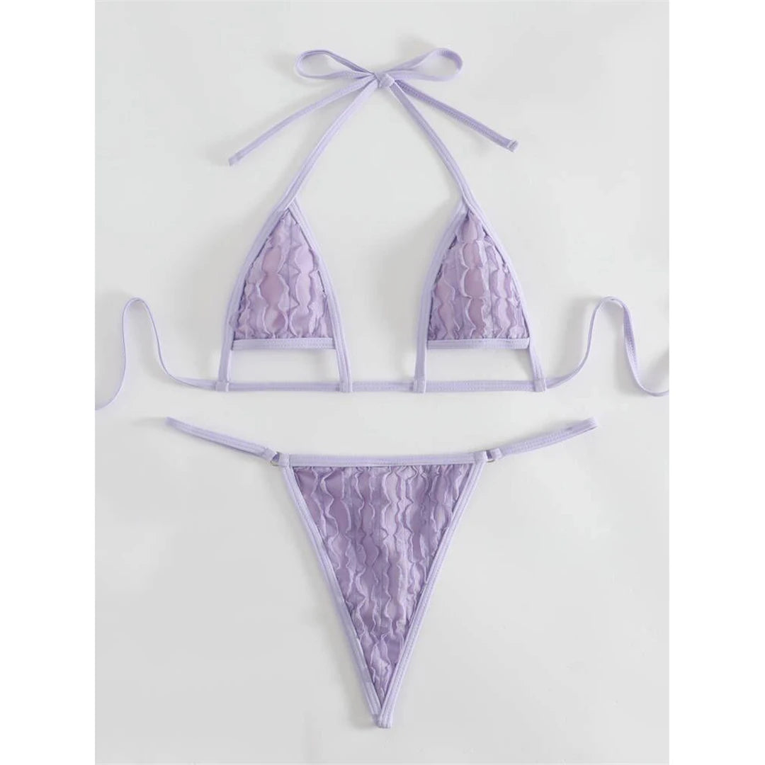 New Wrinkled Extreme Mini Micro Thong Bikini Women Swimwear Female Swimsuit Two-pieces Bikini set Bather Bathing Suit Swim K4827