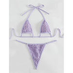 New Wrinkled Extreme Mini Micro Thong Bikini Women Swimwear Female Swimsuit Two-pieces Bikini set Bather Bathing Suit Swim K4827