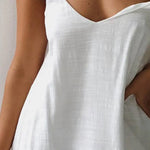 V Neck Summer Dress for Dating Women Dress Solid Color Flounce Edge Spaghetti Strap Women Party Dresses