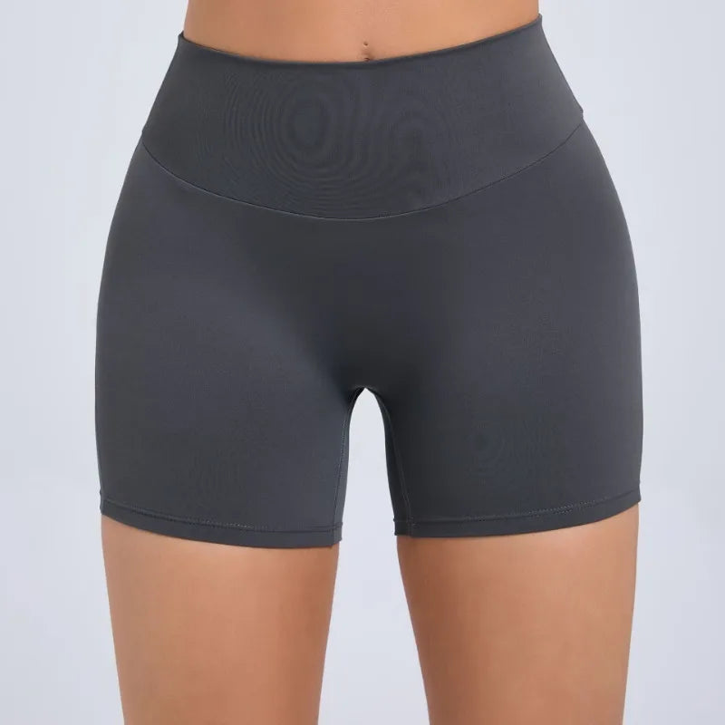 Women's Peach Lifting Yoga Shorts - High Waisted Stretchy Workout Shorts with Button Quick-Dry Tummy Control for Running Fitness