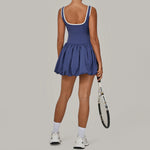 Tennis Dress for Women with Built in Shorts Womens Athletic Dresses Sleeveless Boat Neck Active Workout Skort Dress