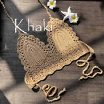 Sexy Crochet Crop Top Bikini Crop Top Women Crochet Boho Beach Camisoles Bikini Bralette Halter Cami Knitted Bra Backless