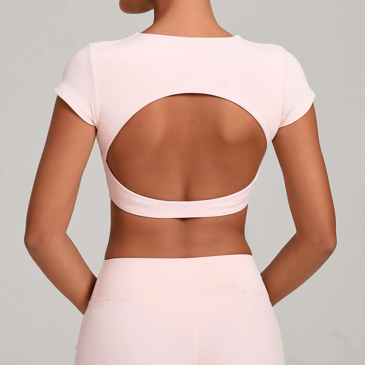 No Padded Women's Yoga T-shirt Short Sleeves Bra Backless Fitness Top Beautiful Back Gym Clothes Form-fitting Running Tee