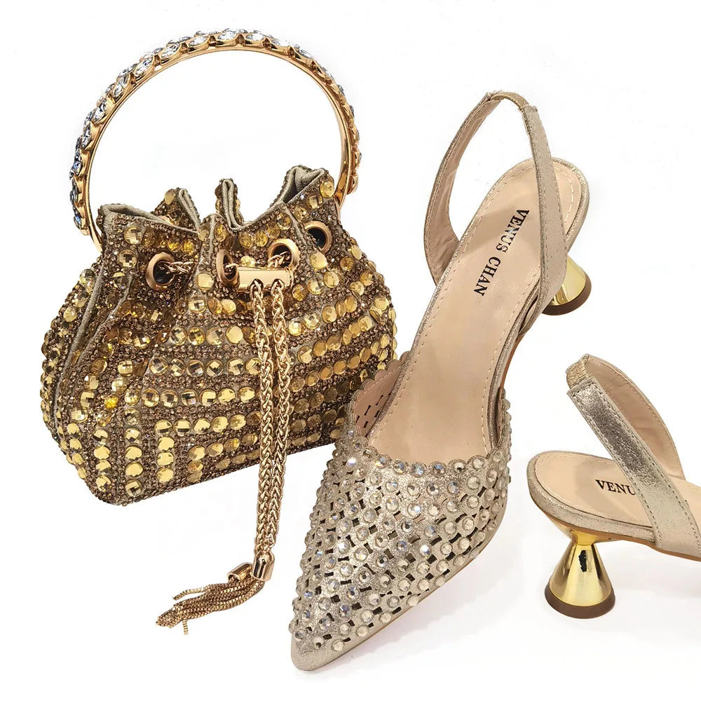 DoershowAfrican fashion Italian Shoes And Bag Sets For Evening Party With Stones wine Italian Handbags Match Bags! HAE1-4