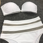 V Shaped Bandeau High Waist Bikini Women Swimsuit Female Swimwear Two-pieces Bikini Set with Bra Cup Bathing Suit Swim Beachwear