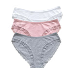 3Pcs/Set Women Lace Briefs Female Underpants Solid Color Pantys M-XL Soft Underwear Sexy Lingerie Intimates Cotton Panties