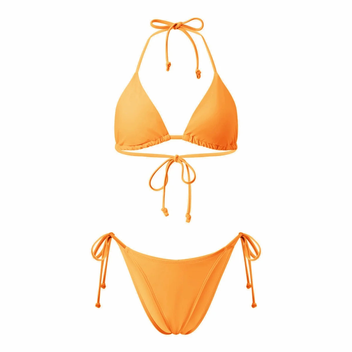2026 Summer Women's Solid Color Swimwear Halter Bikini Set Bra with Side Tie Thong 2Pcs Bathing Suits Sexy Fashion