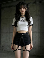 PU Leather Bondage Women Harness Outfit Adjustable Strappy Costume with Buckle Belt Thigh Straps Gothic Halloween Costume Set