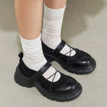 2025 Chic Black Sneaker Mary Janes Shoes Women Cute Chunky Heels With Platform Comfy Walking Daily Wear Shoes