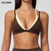 NCLAGEN Yoga Bra Fake Two Piece High Support Fitness Underwear Naked Feel Beautiful Back Color Block Outdoor Casual Sports Top