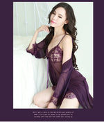 TJ large size see-through suspender sexy temptation lace nightgown temptation mesh pajamas