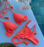 Sexy Braiding rope Bandage Solid Bikini Set Women SwimsuitPit strip fabric Triangle Swimwear Bathing Suit Brazilian Biquinis