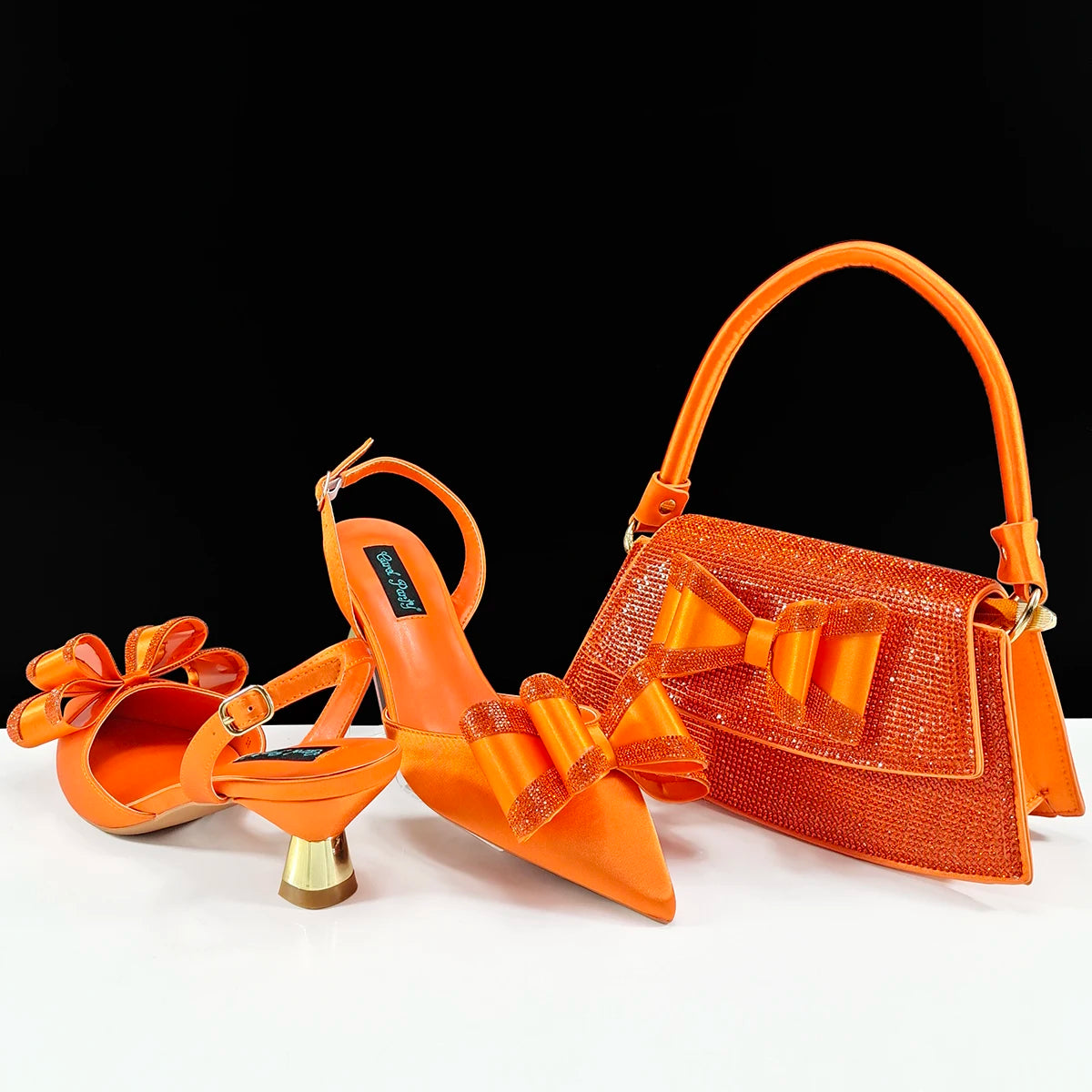 doershow New Italian Shoe and Bag Set New 2025 Women Shoes and Bag Set In Italy orange Italian Shoes with Matching Bag HVB1-1