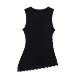 Women's FashionableCasual Pleated Lace Top Women Ruched Side Lace Trim Sleeveless Tank Top Casual Slim Fit Basic Tops 1JTD