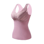 Seamless Velvet Women Vest Winter Women Thermal Vest with Chest Pads V Neck Slim Fit Elastic Sleeveless Bottoming Tank Top