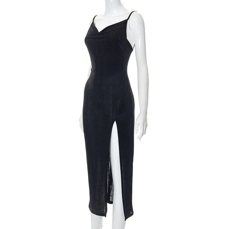 Elegant Sexy Evening Party Dress for Women 2022 New Midi Long Bodycon Slip Dresses Summer Thigh Split Vestidos De Fiesta