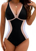 Vintage Black White Patchwork Swimwear Women 2026 Deep V Neck Slim Tummy Control Bathing Suit One Piece Swimsuit Large Size