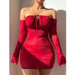 Sexy Beauty Transparent Bra Lace-Up Tight Dress With Gloves Lingerie Sets Women Off-the-shoulder Sexy Underwear Pajamas