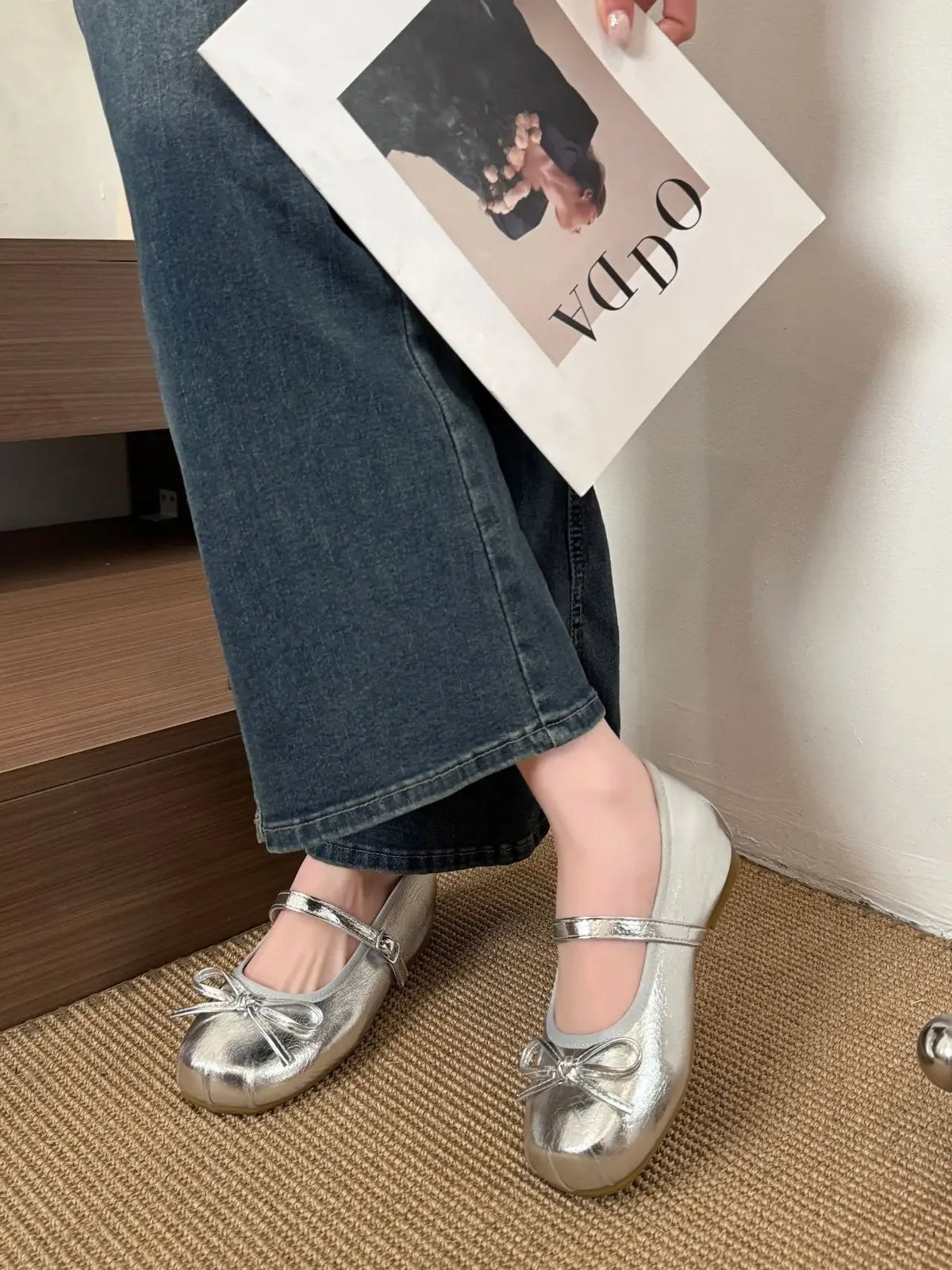 Butterfly-knot Women Ballet Mary Jane Shoes Fashion Mix Colors Internal Elevation Shoes Ladies Spring Autumn Concise Footwear