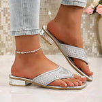 2026 New Woman Square Head Slippers Simple Versatile Women's Water Diamond Sandals Thick Bottom Non Slip Women Flip Flops