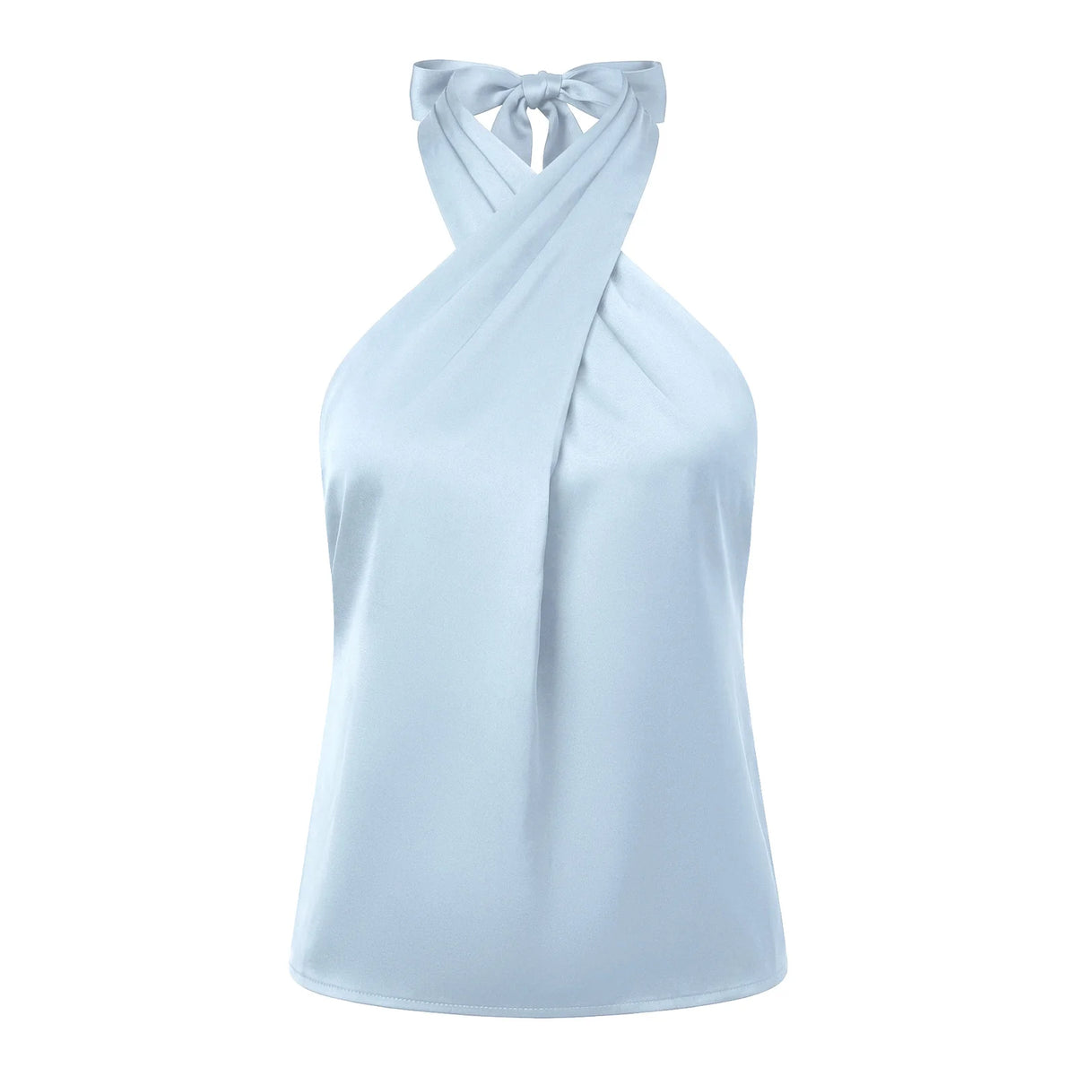 Women Satin Tank Tops Solid Color Backless Sleeveless Cross-criss Halter Vest 2026 Summer Fashion Elegant Top Streetwear