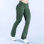 Flares Gym Legging for Women Seamless Yoga Pants High Cross Waist Scrunch Sports Legging Yoga Tights Wide Leg Workout Trousers