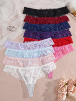 10Pcs/Set Women Lace Panties Sexy Low Waist Thong Hollow Out Soft Breathable Lingerie Female Underwear XS-L