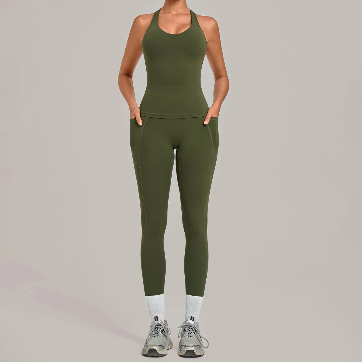 Women's Seamless Yoga Sets Sports Fitness Hip-lifting High Waist Pant Sleeveless Backless Suits Workout Running Leggings Sets