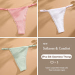 3Pcs G-String Cotton Sexy Women Thongs Adjustable Belt Seamless Panties Breathable Low Waist Lingerie Female Soft Solid Color