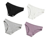 4Pcs/Set Cotton Panties For Women Low Rise Underwear Breathable Briefs Solid Color Sports Underpants Female Lingerie