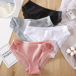 New 3Pcs/set Women's Cotton Panties M-2XL Women Patchwork Lace Underwear Sexy Low Waist Briefs Ladies Comfortable Underpants