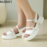 Women's Sandals 2026 New Summer Platform Fashion High Heel Sandals Outdoor Beach Shoes Square Toe Buckle Strap Women’s Shoes