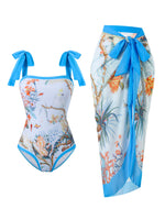 2026 Printed Strappy Swimsuit One Piece & Beach Dress Sexy Swimwear Women Bathing Swimming Swim Suit Female Padded Beachwear