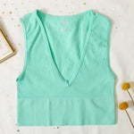 Women Crop Top Sports Bras Sexy Tank Top Female Seamless Underwear V-Neck Camisole Sexy Lingerie Solid Color Vest Top M-XL