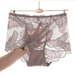L-4XL Plus Size Women High Waist Panties Sexy Hollow Lace Flowers Embroidery Panty Lingerie Summer Breathable Butt Lifter Briefs