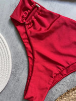 Brown Shiny U Shaped Bikini High Waist Sexy Swimsuit Women 2026 Wrinkled Solid Swimwears Bathing Suit Bandeau Bikinis Sets Mujer